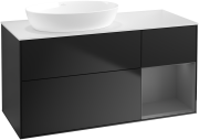 Тумба под раковину Villeroy & Boch Finion 120х50,1 см с подсветкой МДФ черный матовый лак/стекло белое матовое FA51GKPD