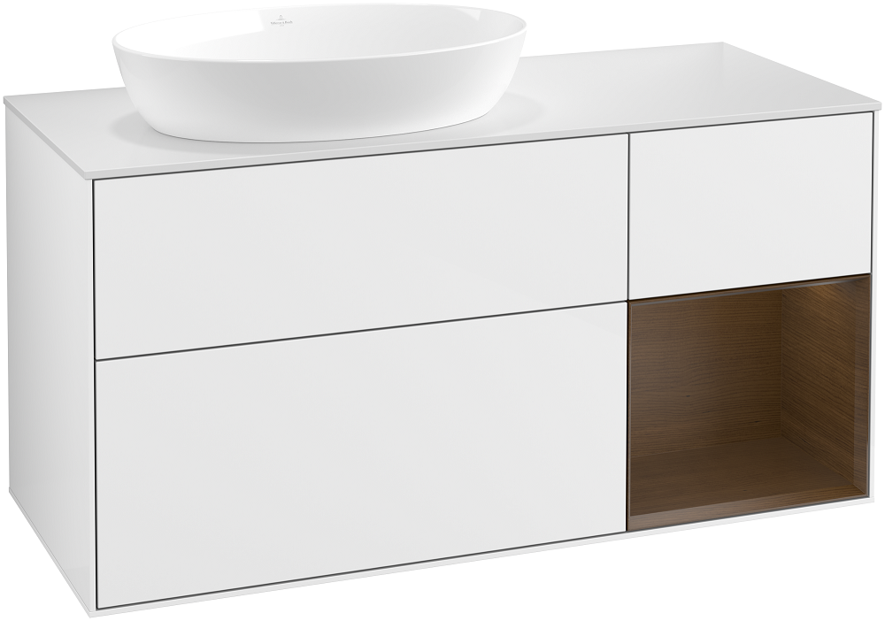 Тумба под раковину Villeroy & Boch Finion 120х50,1 см с подсветкой МДФ глянцевый белый лак/стекло белое матовое FA51GNGF