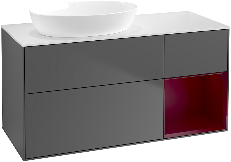 Тумба под раковину Villeroy & Boch Finion 120х50,1 см с подсветкой МДФ антрацит матовый лак/стекло белое матовое FA51HBGK