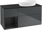 Тумба під раковину Villeroy & Boch Finion 120х50,1 см із підсвічуванням МДФ темно-синій матовий лак/скло чорне матове FA42PDHG