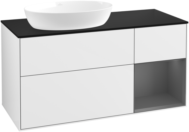 Тумба под раковину Villeroy & Boch Finion 120х50,1 см с подсветкой МДФ глянцевый белый лак/стекло черное матовое FA52GKGF