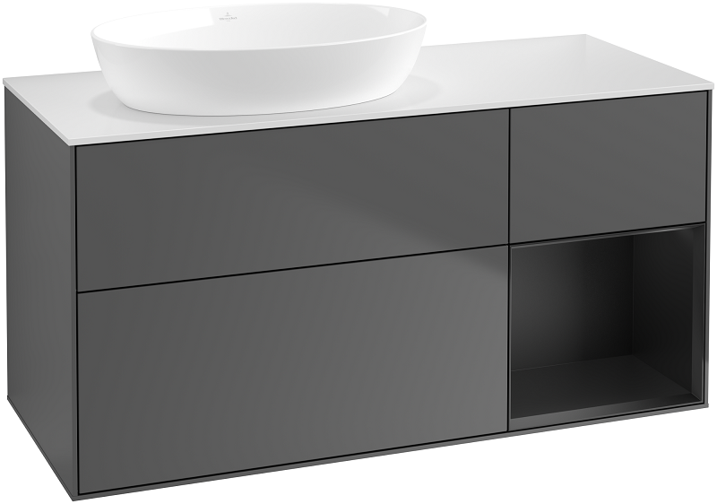 Тумба под раковину Villeroy & Boch Finion 120х50,1 см с подсветкой МДФ антрацит матовый лак/стекло белое матовое FA51PDGK