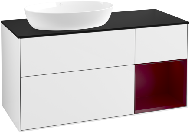 Тумба під раковину Villeroy & Boch Finion 120х50,1 см з підсвіткою МДФ білий глянцевий лак/скло чорне матове FA52HBGF