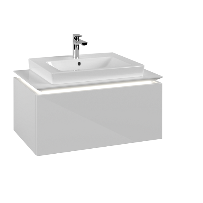 Тумба под раковину Villeroy & Boch Legato 80х38 см с подсветкой МДФ/ДСП белый глянцевый B678L0DH