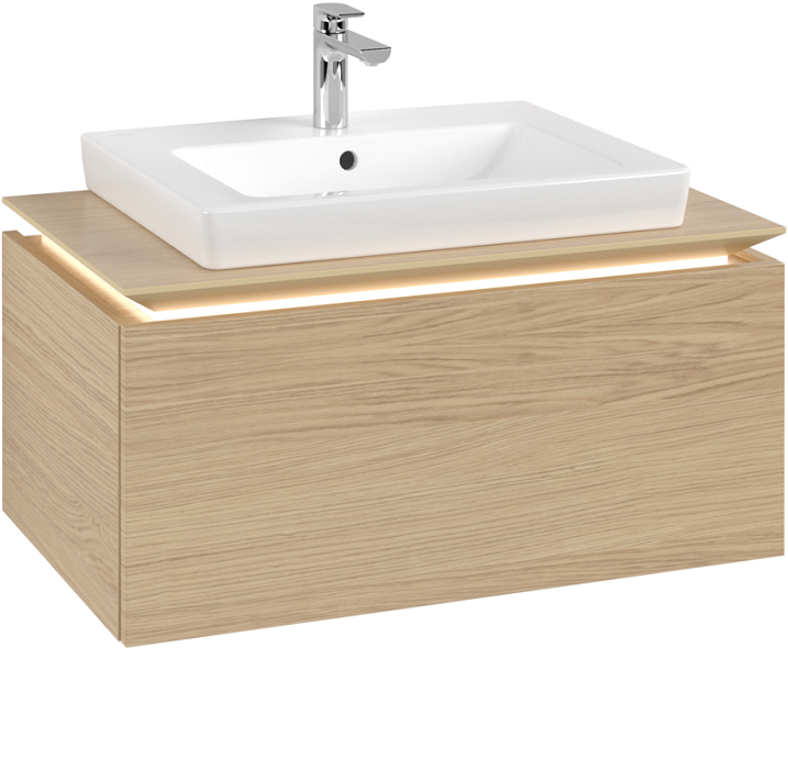 Тумба під раковину Villeroy&Boch Legato 80х38 см з підсвічуванням ДСП північний дуб B678L0VJ