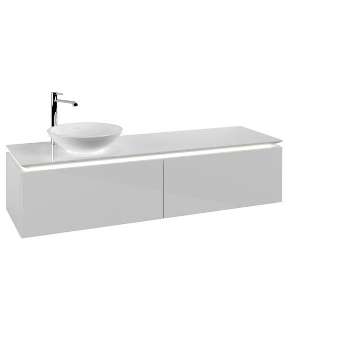 Тумба под раковину Villeroy & Boch Legato 160х38 см с подсветкой МДФ/ДСП белый глянцевый B595L0DH