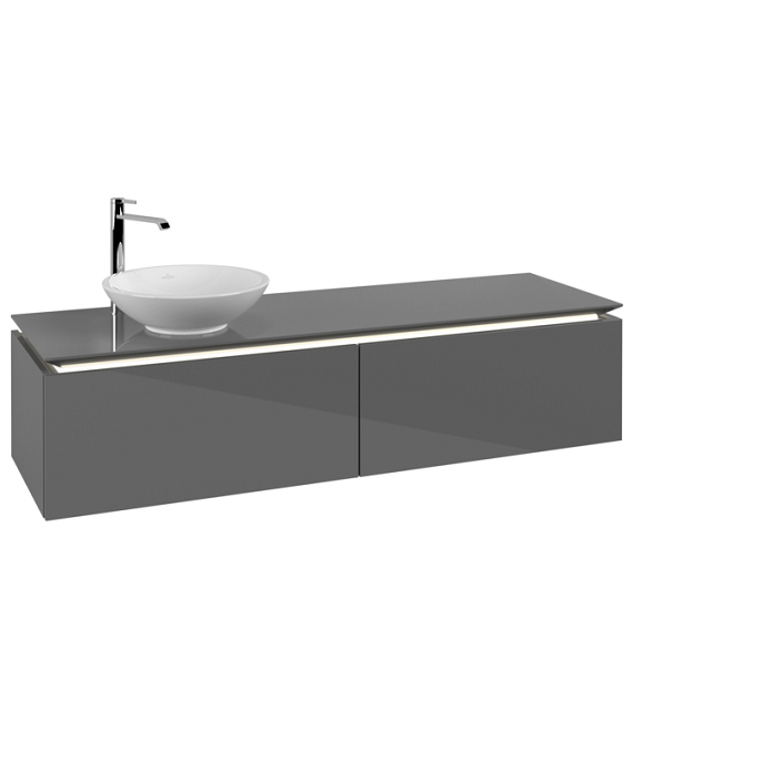Тумба під раковину Villeroy & Boch Legato 160х38 см з підсвічуванням МДФ/ДСП глянсовий сірий B595L0FP