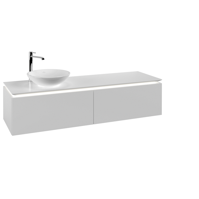 Тумба під раковину Villeroy & Boch Legato 160х38 см з підсвічуванням ДСП білий матовий B595L0MS