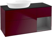 Тумба под раковину Villeroy & Boch Finion 120х50,1 см с подсветкой МДФ пион матовый лак/стекло черное матовое FA52GKHB