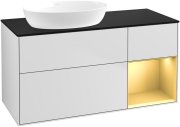 Тумба під раковину Villeroy & Boch Finion 120х50,1 см із підсвічуванням МДФ білий матовий лак/скло чорне матове FA52HFMT