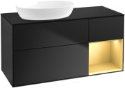 Тумба під раковину Villeroy & Boch Finion 120х50,1 см з підсвічуванням МДФ чорний матовий лак/скло чорне матове FA52HFPD