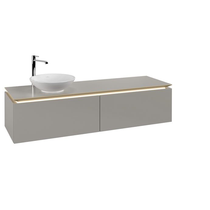 Тумба под раковину Villeroy & Boch Legato 160х38 см с подсветкой ДСП нежно-серый B595L0VK