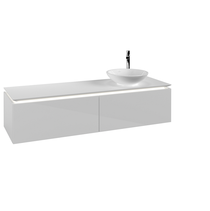 Тумба під раковину Villeroy & Boch Legato 160х38 см з підсвічуванням МДФ/ДСП білий глянсовий B597L0DH