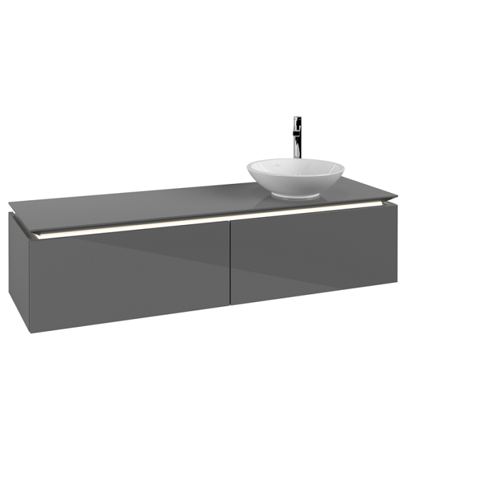 Тумба под раковину Villeroy & Boch Legato 160х38 см с подсветкой МДФ/ДСП глянцевый серый B597L0FP