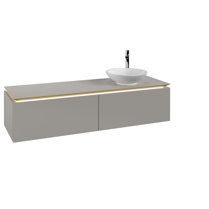 Тумба под раковину Villeroy & Boch Legato 160х38 см с подсветкой ДСП нежно-серый B597L0VK