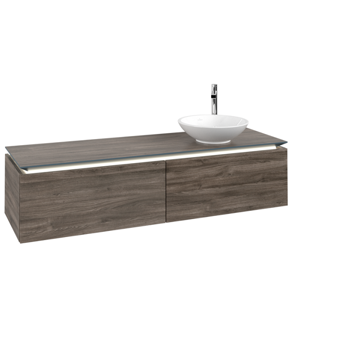 Тумба під раковину Villeroy & Boch Legato 160х38 см з підсвічуванням ДСП кам'яний дуб B597L0RK