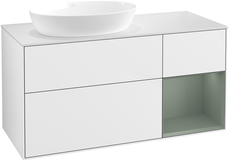 Тумба под раковину Villeroy & Boch Finion 120х50,1 см с подсветкой МДФ глянцевый белый лак/стекло белое матовое FA51GMGF