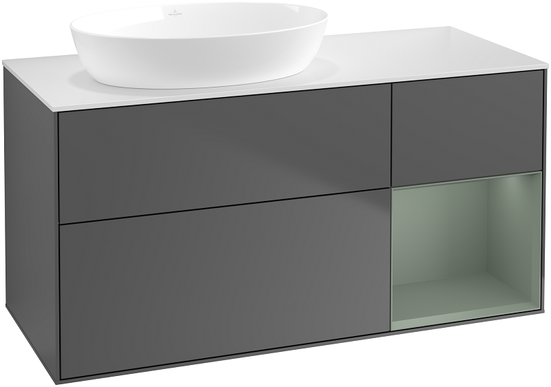 Тумба під раковину Villeroy & Boch Finion 120х50,1 см з підсвічуванням антрацит матовий лак/скло біле матове FA51GMGK