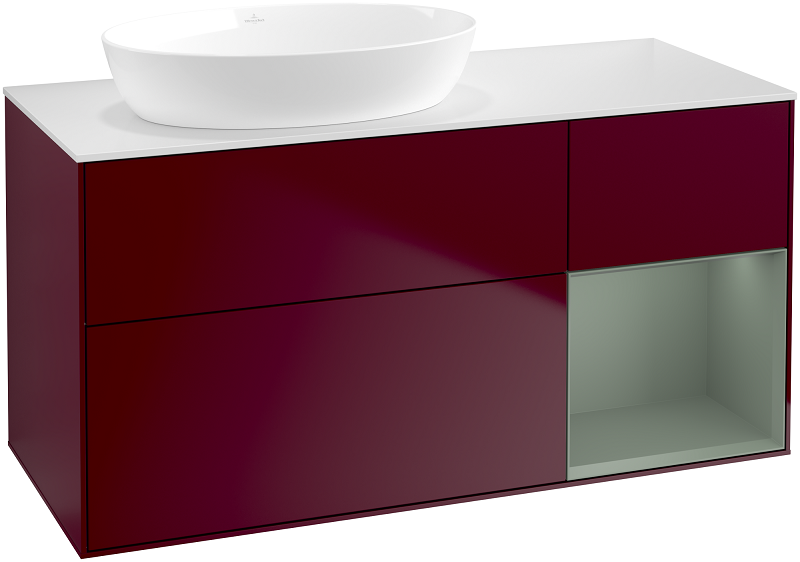 Тумба под раковину Villeroy & Boch Finion 120х50,1 см с подсветкой МДФ пион матовый лак/стекло белое матовое FA51GMHB