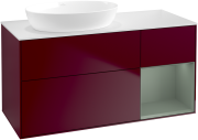 Тумба под раковину Villeroy & Boch Finion 120х50,1 см с подсветкой МДФ пион матовый лак/стекло белое матовое FA51GMHB