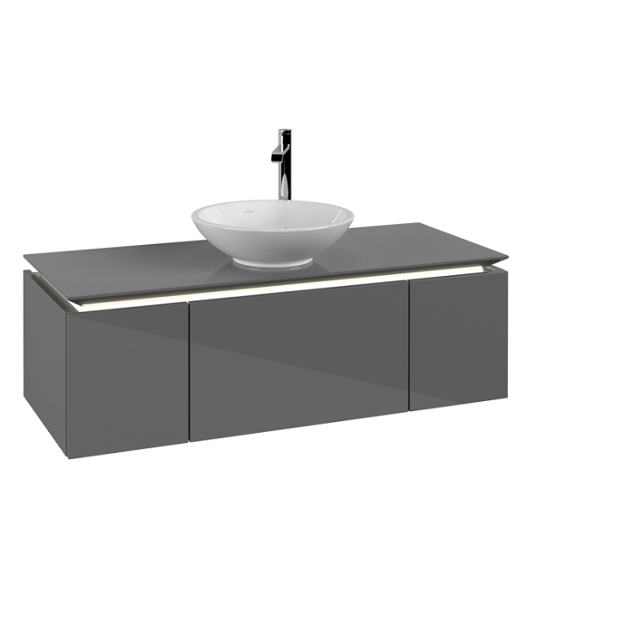 Тумба під раковину Villeroy & Boch Legato 120х38 см з підсвічуванням МДФ/ДСП глянсовий сірий B577L0FP