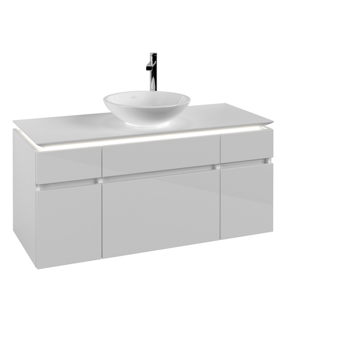Тумба під раковину Villeroy & Boch Legato 120х55 см з підсвічуванням МДФ/ДСП білий глянсовий B578L0DH
