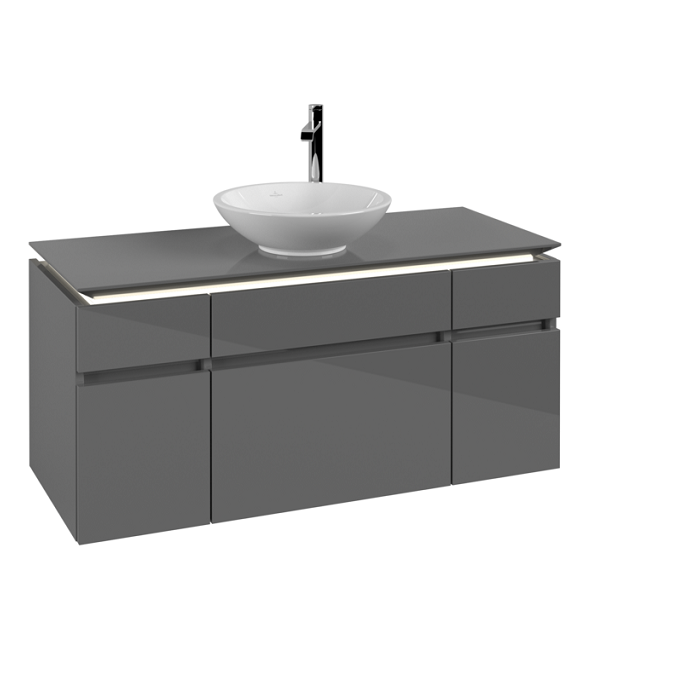 Тумба под раковину Villeroy & Boch Legato 120х55 см с подсветкой МДФ/ДСП глянцевый серый B578L0FP