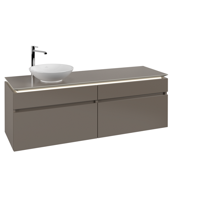 Тумба под раковину Villeroy & Boch Legato 160х55 см с подсветкой ДСП трюфель серый B596L0VG