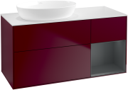 Тумба под раковину Villeroy & Boch Finion 120х50,1 см с подсветкой МДФ пион матовый лак/стекло белое матовое FA51HGHB