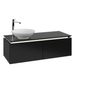 Тумба під раковину Villeroy&Boch Legato 120х38 см з підсвічуванням МДФ/ДСП чорний матовий лак B579L0PD