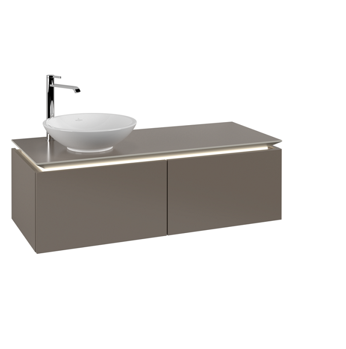 Тумба під раковину Villeroy & Boch Legato 120х38 см з підсвічуванням ДСП сірий трюфель B579L0VG