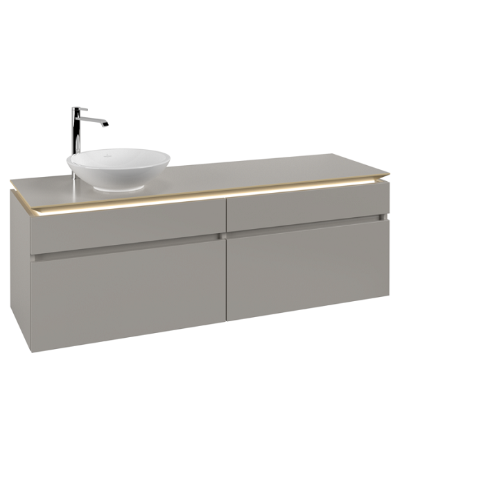 Тумба под раковину Villeroy & Boch Legato 160х55 см с подсветкой ДСП нежно-серый B596L0VK