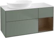 Тумба под раковину Villeroy & Boch Finion 120х50,1 см с подсветкой МДФ оливковый матовый лак/стекло белое матовое FA51GNGM