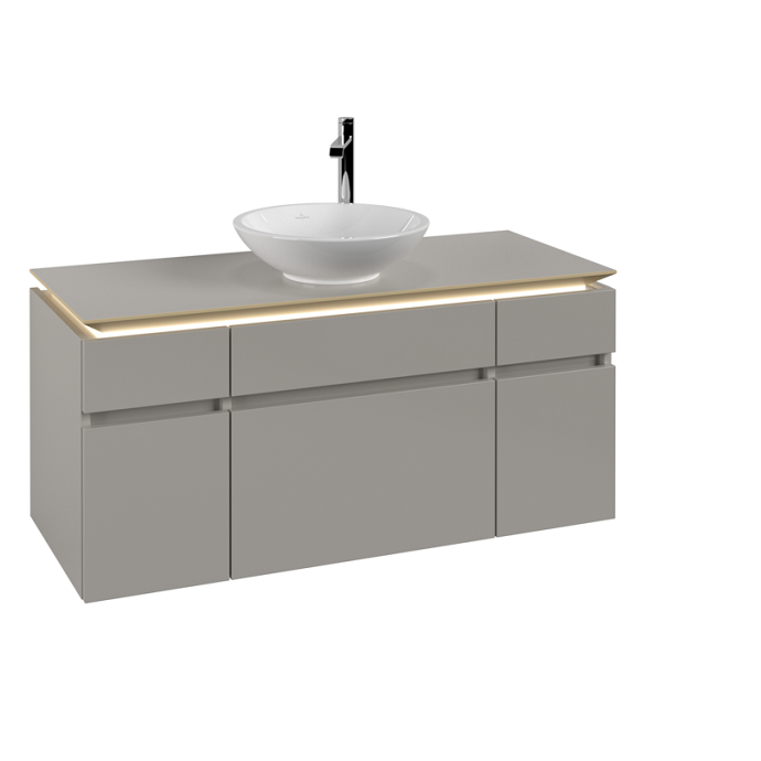 Тумба под раковину Villeroy & Boch Legato 120х55 см с подсветкой ДСП нежно-серый B578L0VK