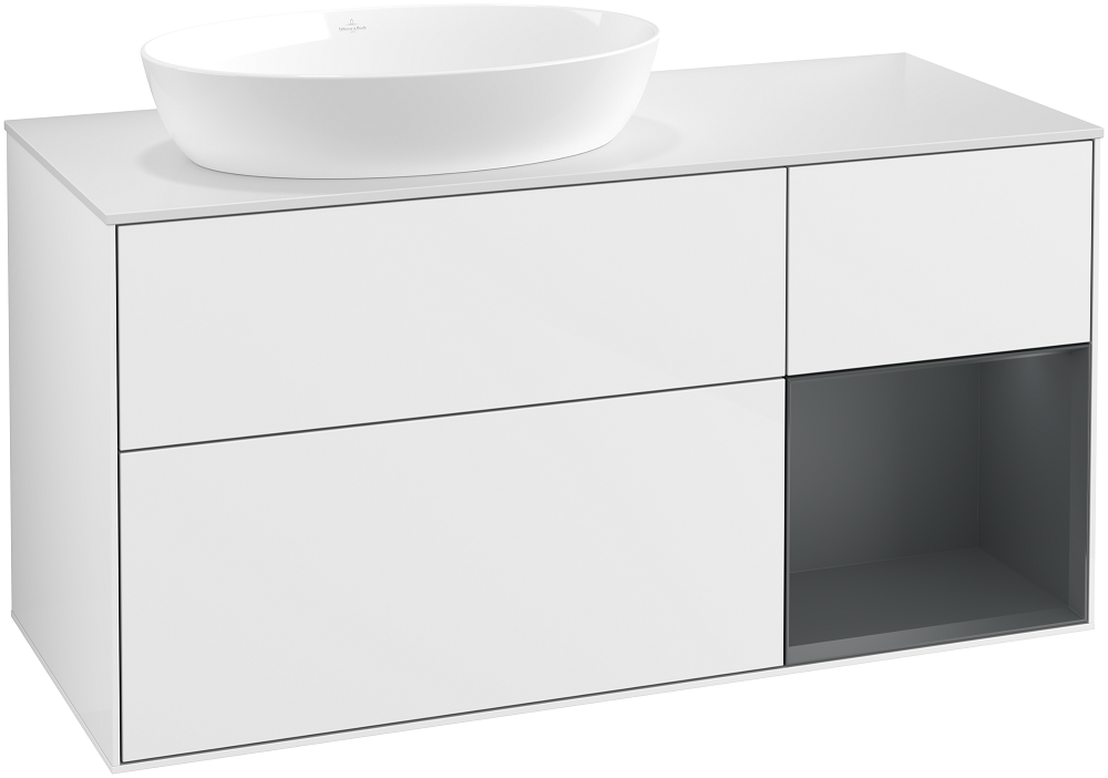 Тумба под раковину Villeroy & Boch Finion 120х50,1 см с подсветкой МДФ глянцевый белый лак/стекло белое матовое FA51HGGF