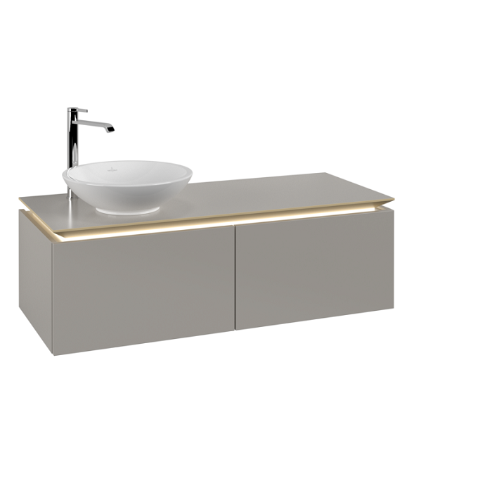 Тумба под раковину Villeroy & Boch Legato 120х38 см с подсветкой ДСП нежно-серый B579L0VK