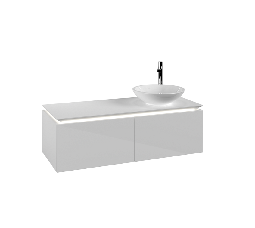 Тумба под раковину Villeroy & Boch Legato 120х38 см с подсветкой МДФ/ДСП белый глянцевый B581L0DH
