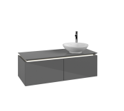Тумба під раковину Villeroy & Boch Legato 120х38 см з підсвічуванням МДФ/ДСП глянсовий сірий B581L0FP