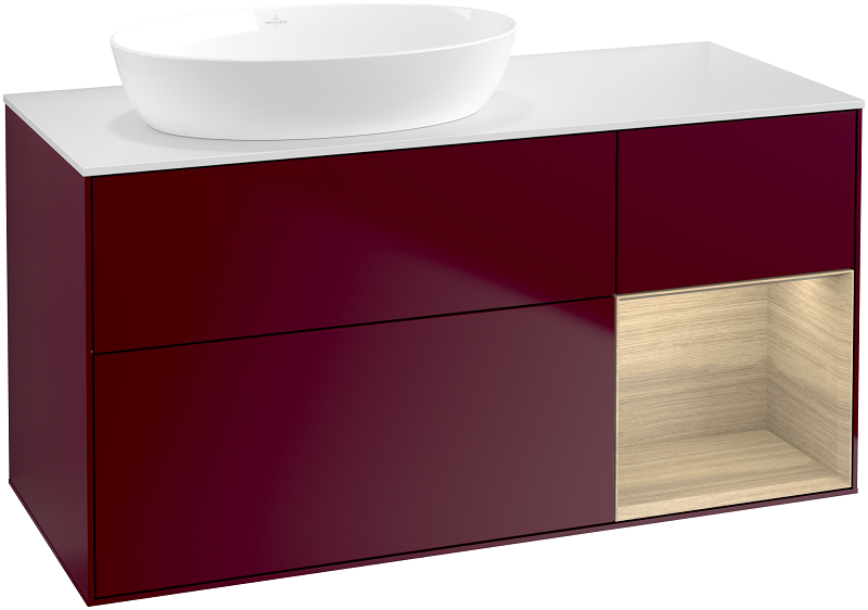 Тумба под раковину Villeroy & Boch Finion 120х50,1 см с подсветкой МДФ пион матовый лак/стекло белое матовое FA51PCHB