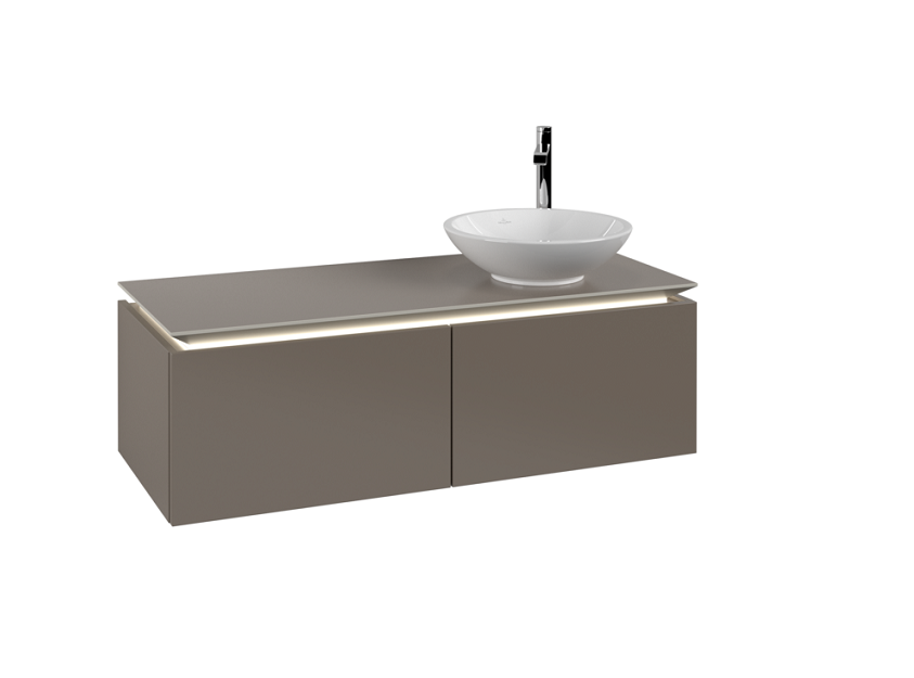 Тумба під раковину Villeroy & Boch Legato 120х38 см з підсвічуванням ДСП сірий трюфель B581L0VG