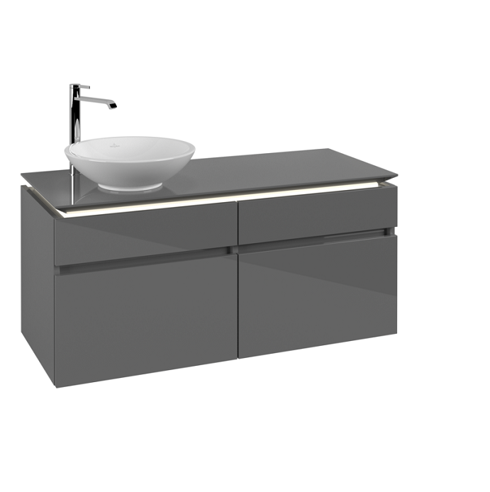 Тумба під раковину Villeroy & Boch Legato 120х55 см з підсвічуванням МДФ/ДСП глянсовий сірий B580L0FP