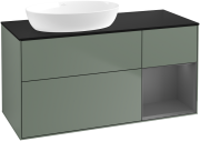Тумба под раковину Villeroy & Boch Finion 120х50,1 см с подсветкой МДФ оливковый матовый лак/стекло черное матовое FA52GKGM