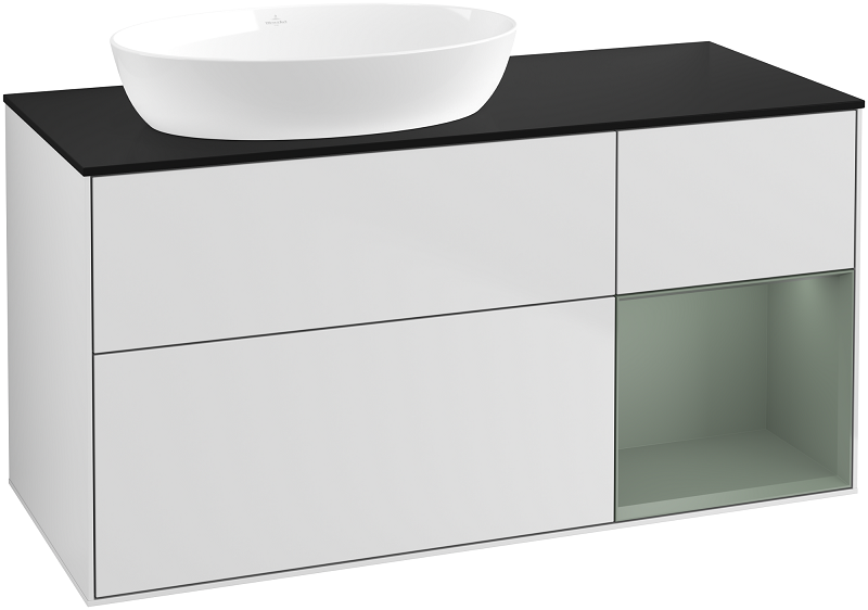 Тумба под раковину Villeroy & Boch Finion 120х50,1 см с подсветкой МДФ белый матовый лак/стекло черное матовое FA52GMMT
