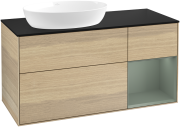 Тумба под раковину Villeroy & Boch Finion 120х50,1 см с подсветкой МДФ шпон дуба/стекло черное матовое FA52GMPC
