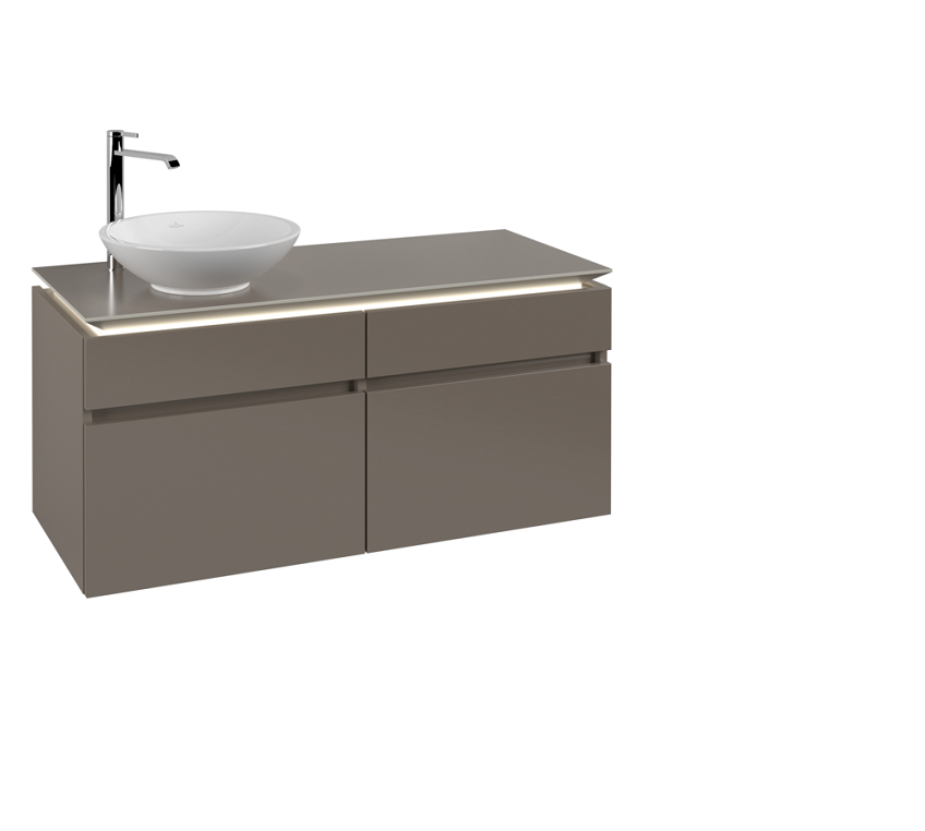 Тумба под раковину Villeroy & Boch Legato 120х55 см з підсвічуванням ДСП трюфель серый B580L0VG