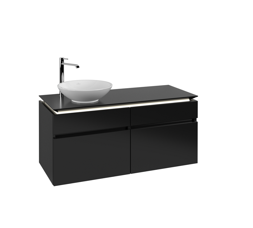 Тумба под раковину Villeroy & Boch Legato 120х55 см с подсветкой МДФ/ДСП черный матовый лак B580L0PD