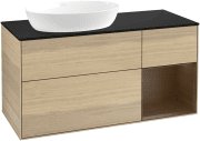 Тумба под раковину Villeroy & Boch Finion 120х50,1 см с подсветкой МДФ шпон дуба/стекло черное матовое FA52GNPC