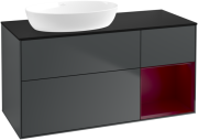 Тумба під раковину Villeroy & Boch Finion 120х50,1 см із підсвічуванням МДФ темно-синій матовий лак/скло чорне матове FA52HBHG