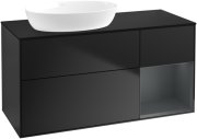 Тумба під раковину Villeroy & Boch Finion 120х50,1 см з підсвічуванням МДФ чорний матовий лак/скло чорне матове FA52HGPD