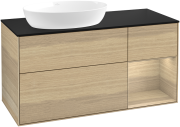 Тумба под раковину Villeroy & Boch Finion 120х50,1 см с подсветкой МДФ шпон дуба/стекло черное матовое FA52PCPC